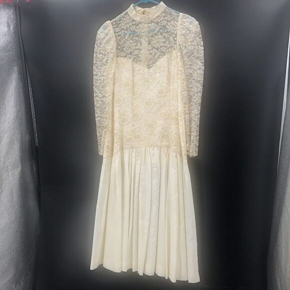 Vintage 1980s Women's Chiffon Sheer Skirt Drop Waist Cocktail Dress - Picture 3 of 14